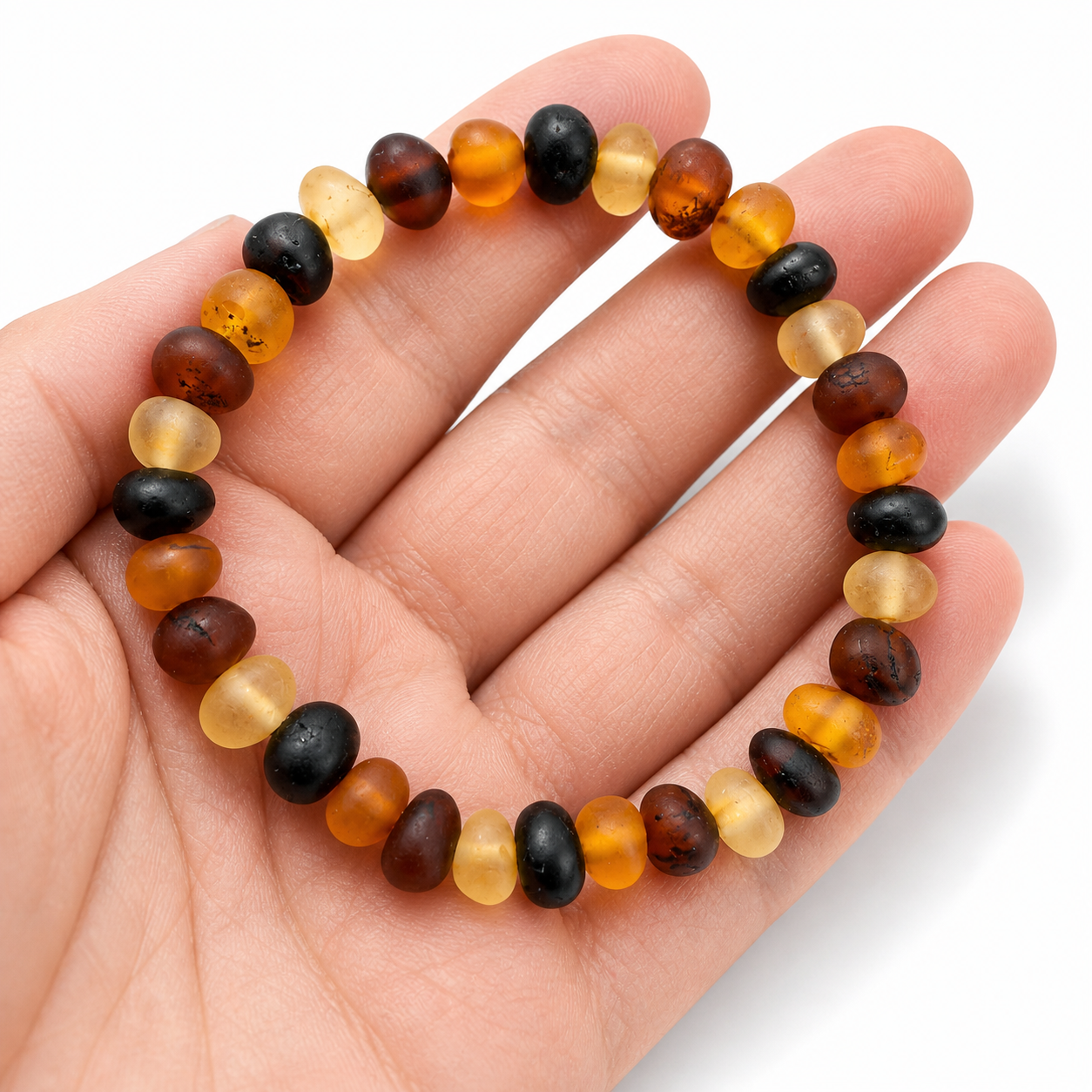Multicolor Genuine Baltic Amber Stretch Bracelet Handmade Baltic Amber Bracelet Natural Unpolished Amber Jewelry Gift for Her