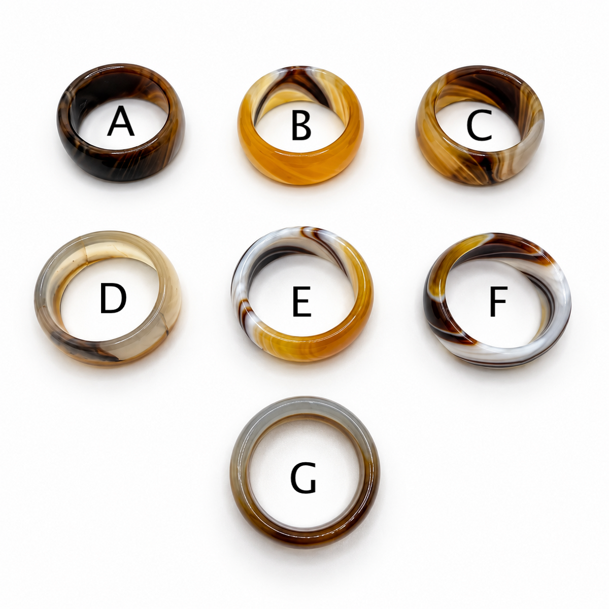 Natural Banded Agate Ring – Genuine Gemstone Band Ring