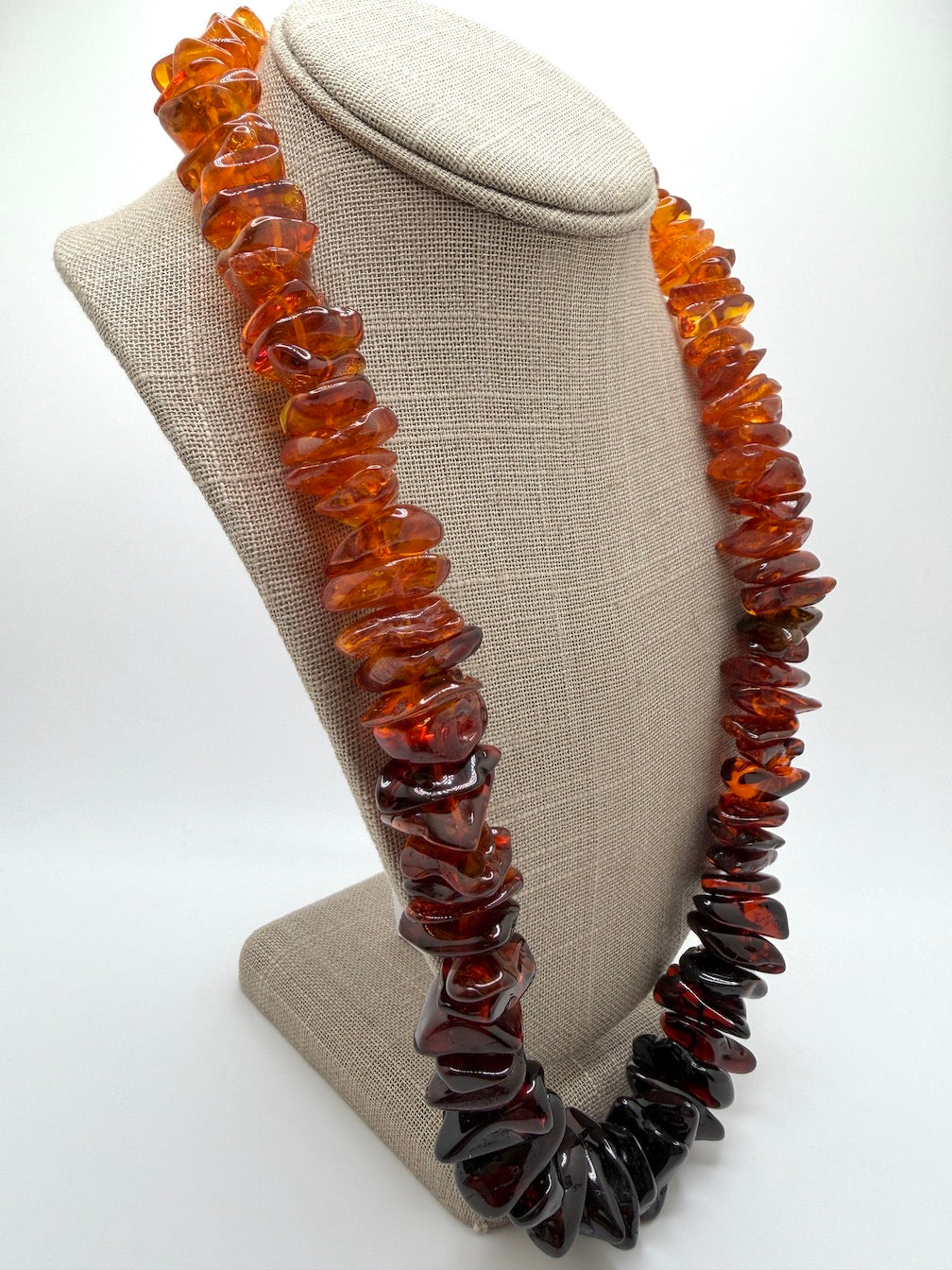 Ombre Baltic Amber Graduated Bead Necklace - Lemon thru Honey into Cherry