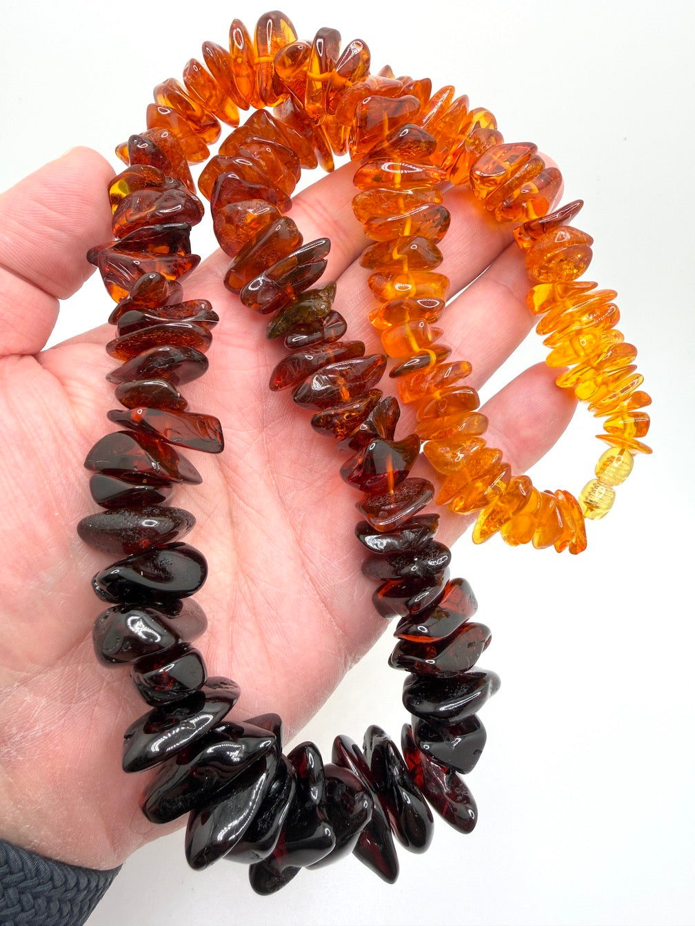 Ombre Baltic Amber Graduated Bead Necklace - Lemon thru Honey into Cherry