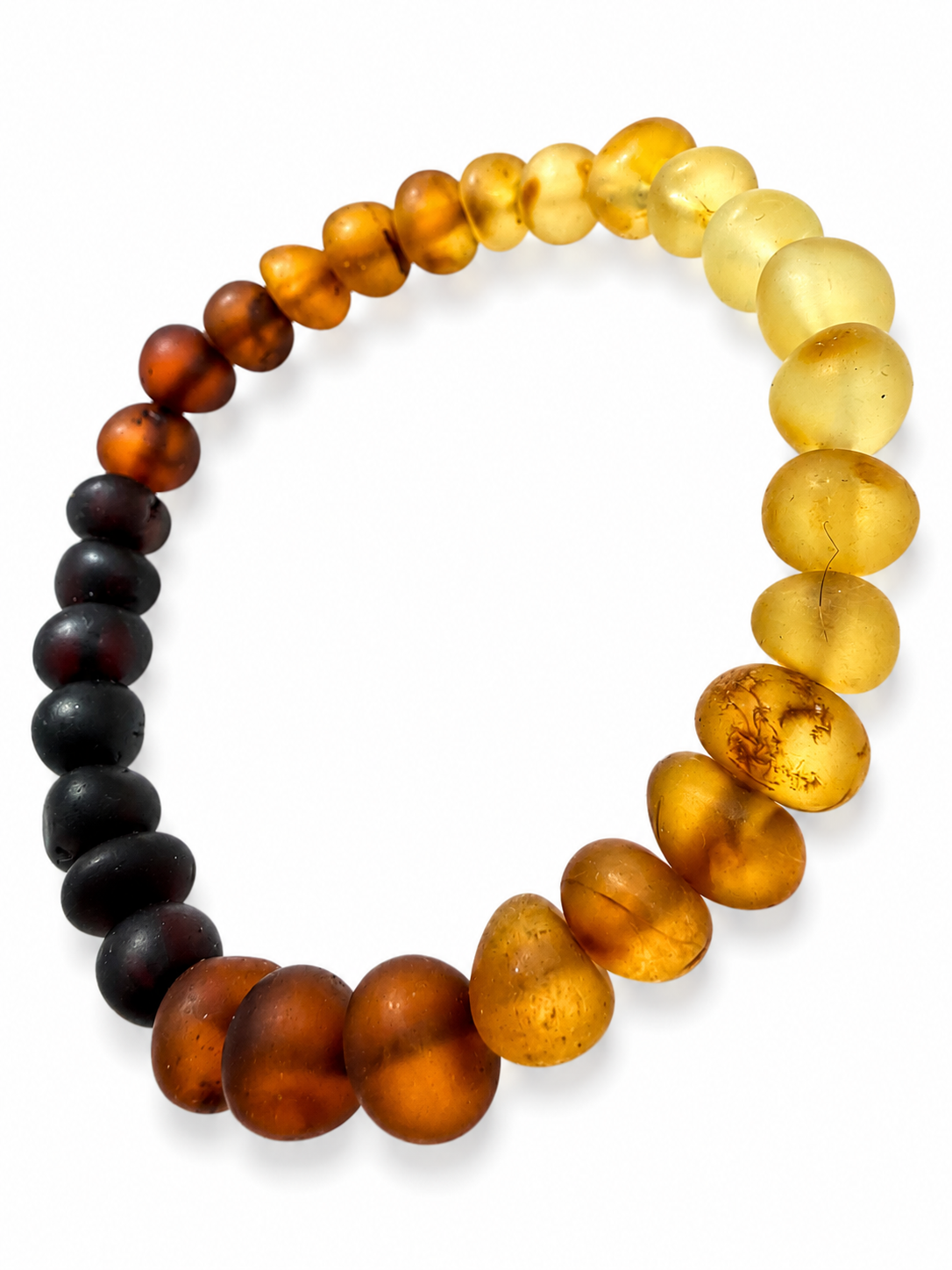 Ombre Genuine Baltic Amber Stretch Bracelet Handmade Baltic Amber Gradient Bracelet Natural Unpolished Amber Jewelry Gift for Her