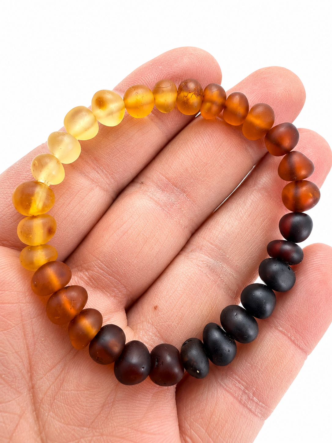 Ombre Genuine Baltic Amber Stretch Bracelet Handmade Baltic Amber Gradient Bracelet Natural Unpolished Amber Jewelry Gift for Her