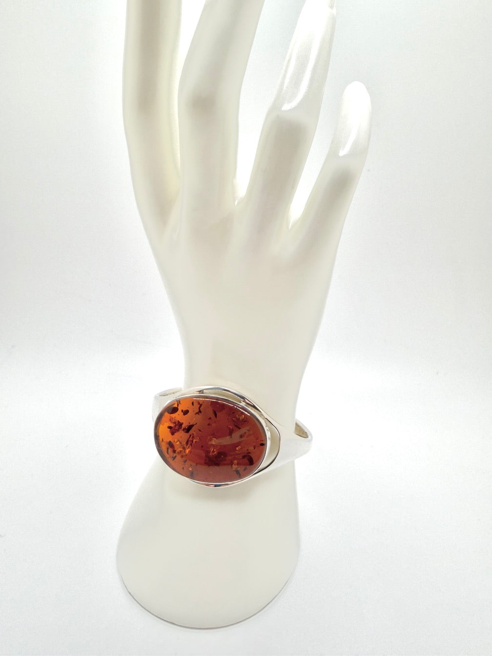 One-of-a-Kind Handmade Sterling Silver Cuff Bracelet with Genuine Cognac Baltic Amber – Museum Quality Statement Piece