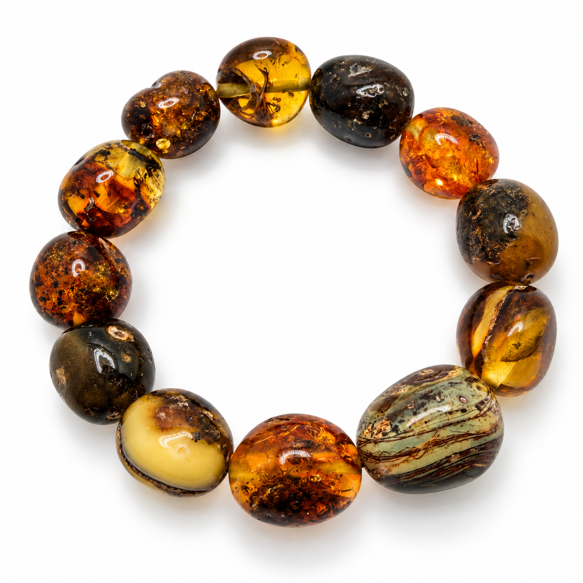 Rare Museum Quality Genuine Baltic Amber Stretch Bracele