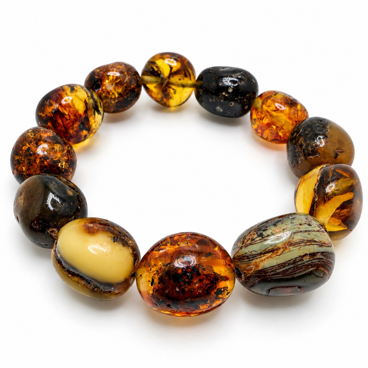 Rare Museum Quality Genuine Baltic Amber Stretch Bracele