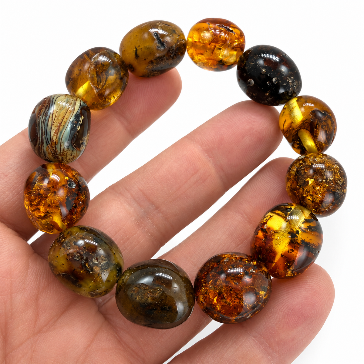 Rare Museum Quality Genuine Baltic Amber Stretch Bracele