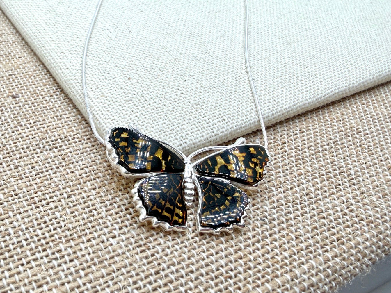 Sterling Silver Baltic Amber Butterfly Pendant | Hand-Etched Wings | Snake Chain | Handmade in Poland | Matching Earrings