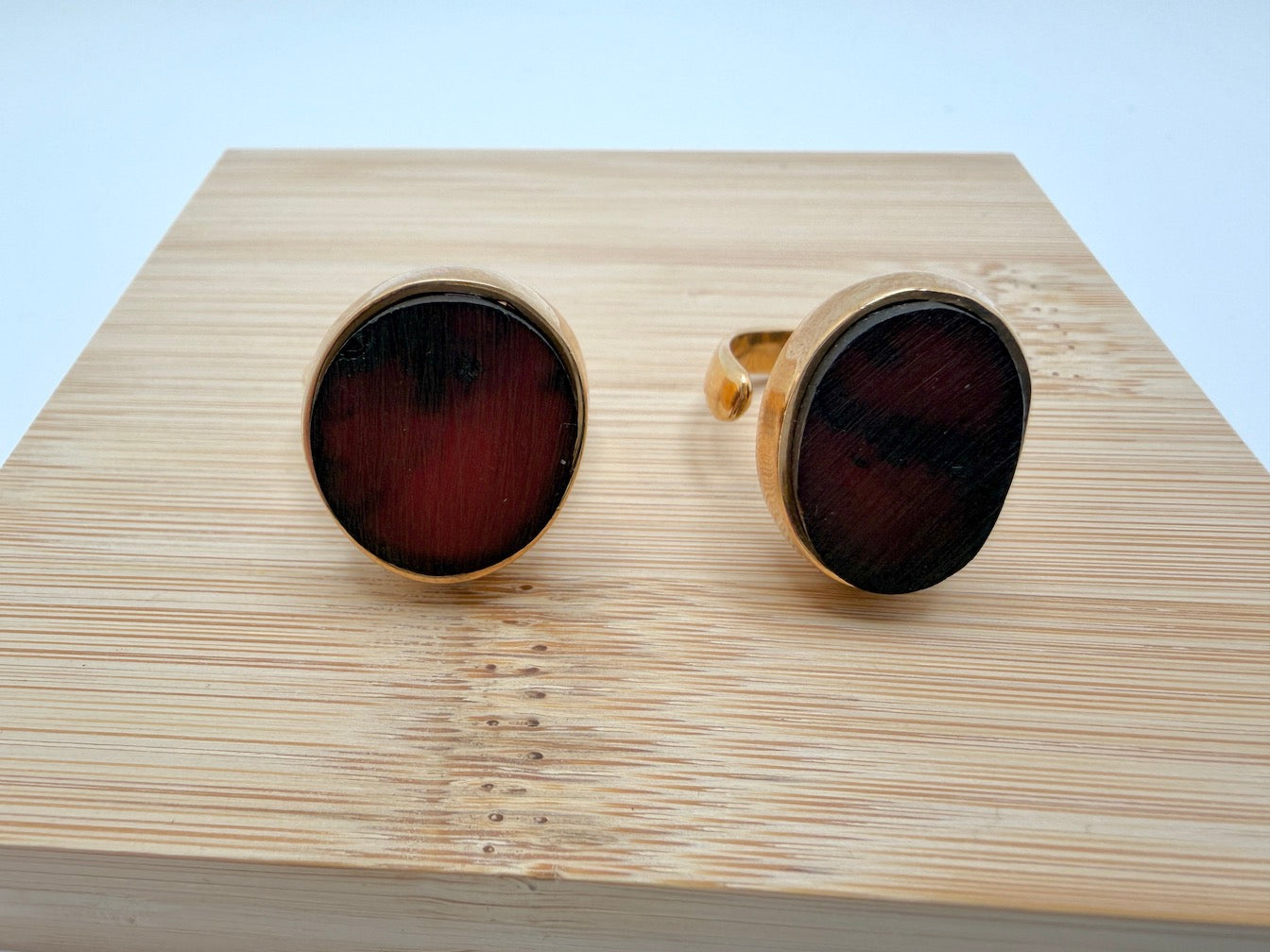 Sterling Silver Rose-Gold Plated & Genuine Cherry Baltic Amber Earrings + Ring Set