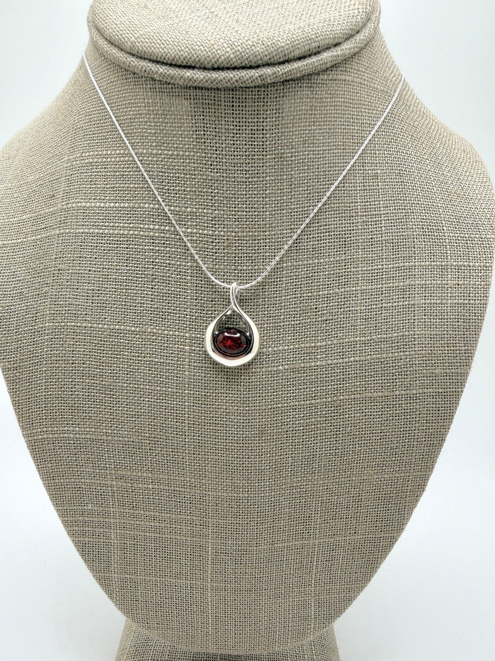 Sterling Silver Wrap-Twist Pendant with Genuine Baltic Amber • Honey or Green • Lightweight & Elegant