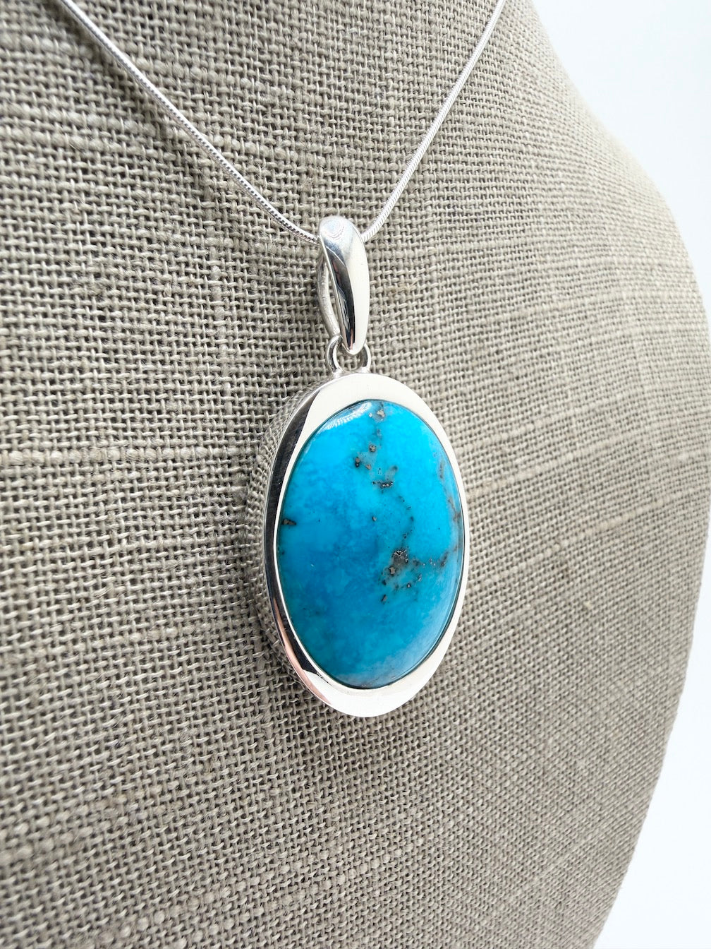 Sterling Silver & Genuine American Sleeping Beauty Turquoise Pendant and Earrings Set | Handmade in Poland