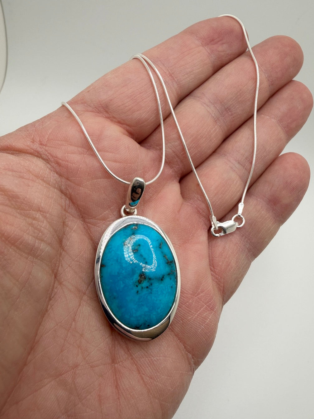 Sterling Silver & Genuine American Sleeping Beauty Turquoise Pendant and Earrings Set | Handmade in Poland