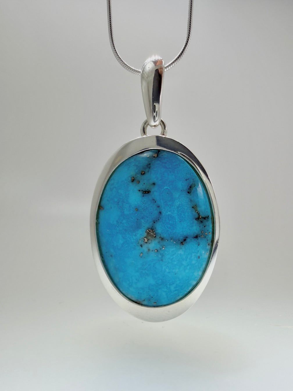 Sterling Silver & Genuine American Sleeping Beauty Turquoise Pendant and Earrings Set | Handmade in Poland
