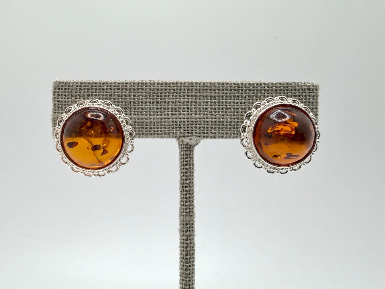 Sterling Silver & Genuine Baltic Amber Clip-On Earrings - Honey or Butterscotch