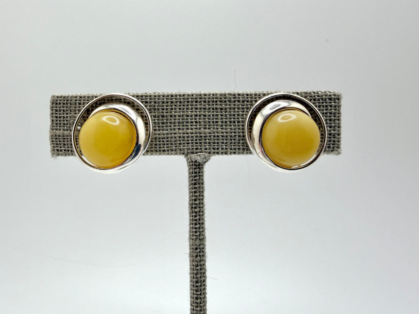 Sterling Silver & Genuine Baltic Amber Clip-On Earrings - Honey, Green or Butterscotch