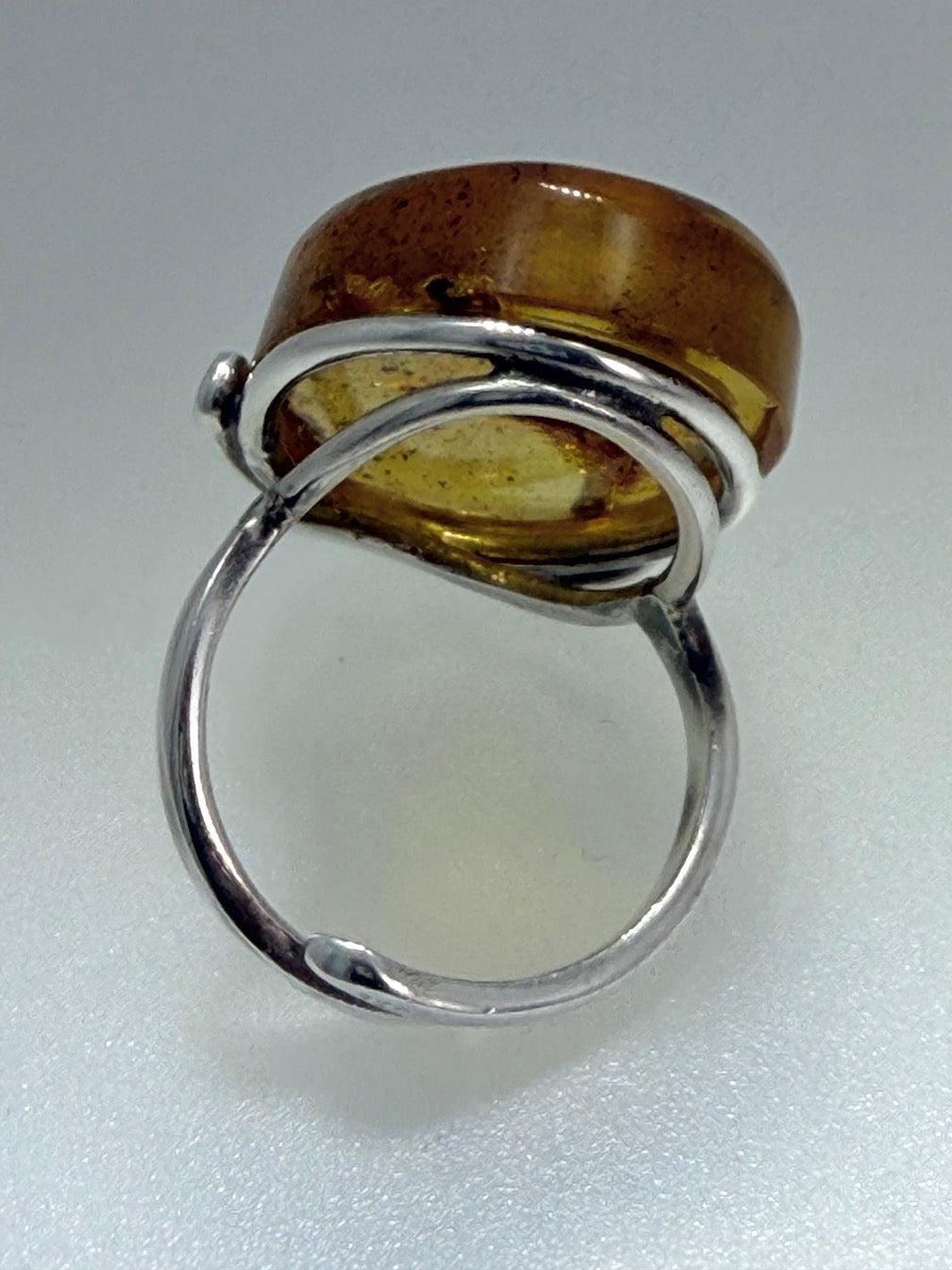 Sterling Silver & Genuine Baltic Amber Statement Ring