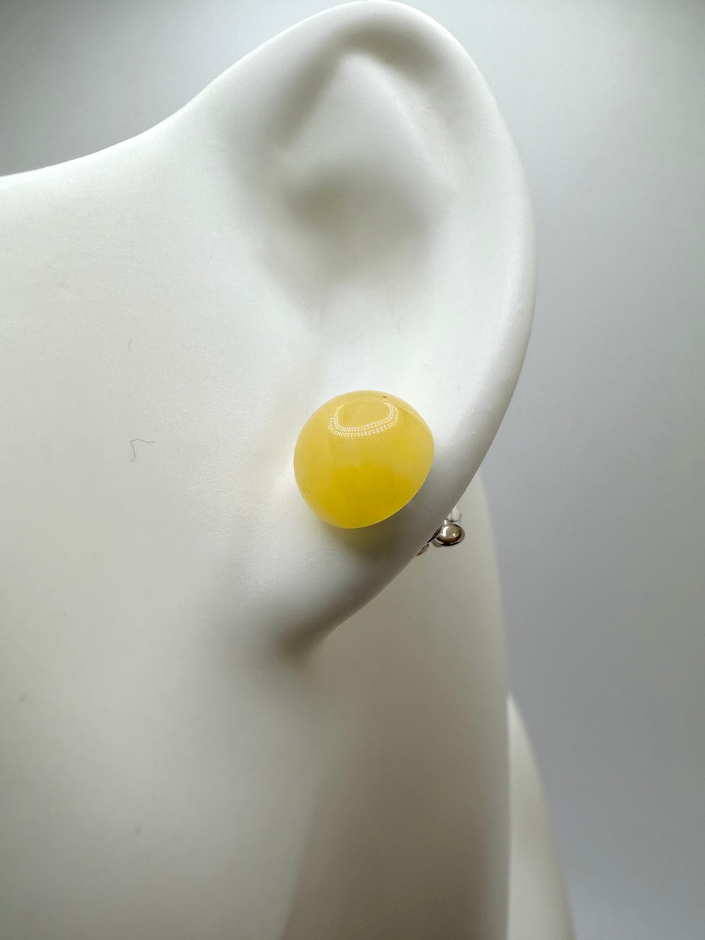 Sterling Silver & Genuine Baltic Amber Stud Earrings • 10mm Butterscotch Amber • Everyday Classic