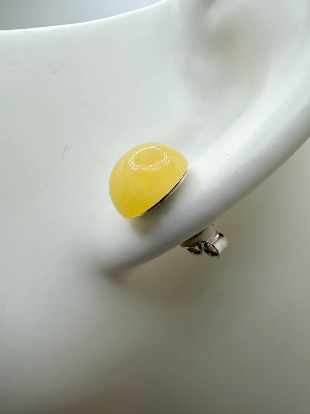 Sterling Silver & Genuine Baltic Amber Stud Earrings • 10mm Butterscotch Amber • Everyday Classic