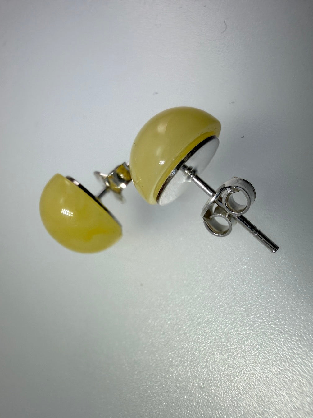 Sterling Silver & Genuine Baltic Amber Stud Earrings • 10mm Butterscotch Amber • Everyday Classic