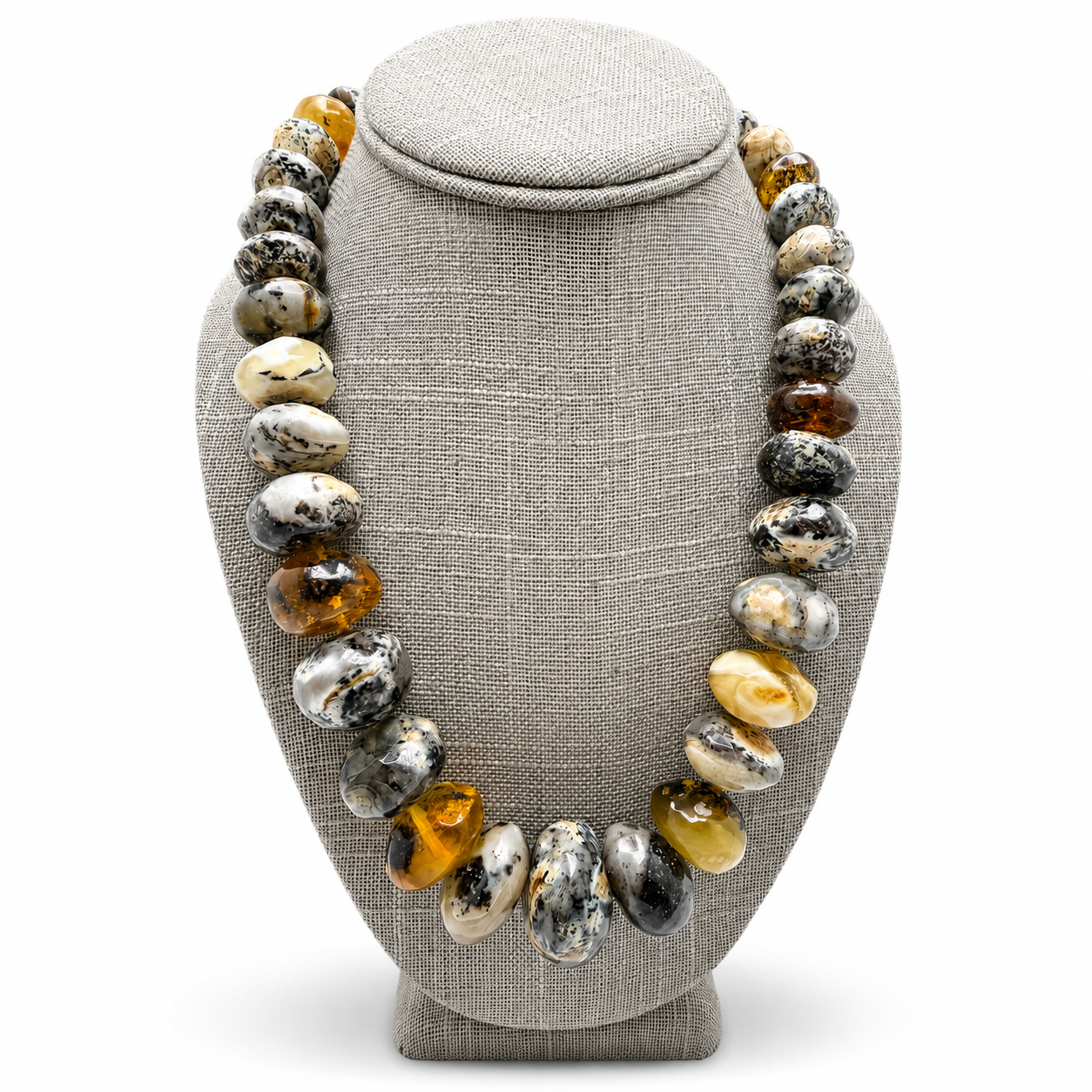 Museum Quality Genuine Baltic Amber Necklace – Rare White, Yellow & Gray Amber