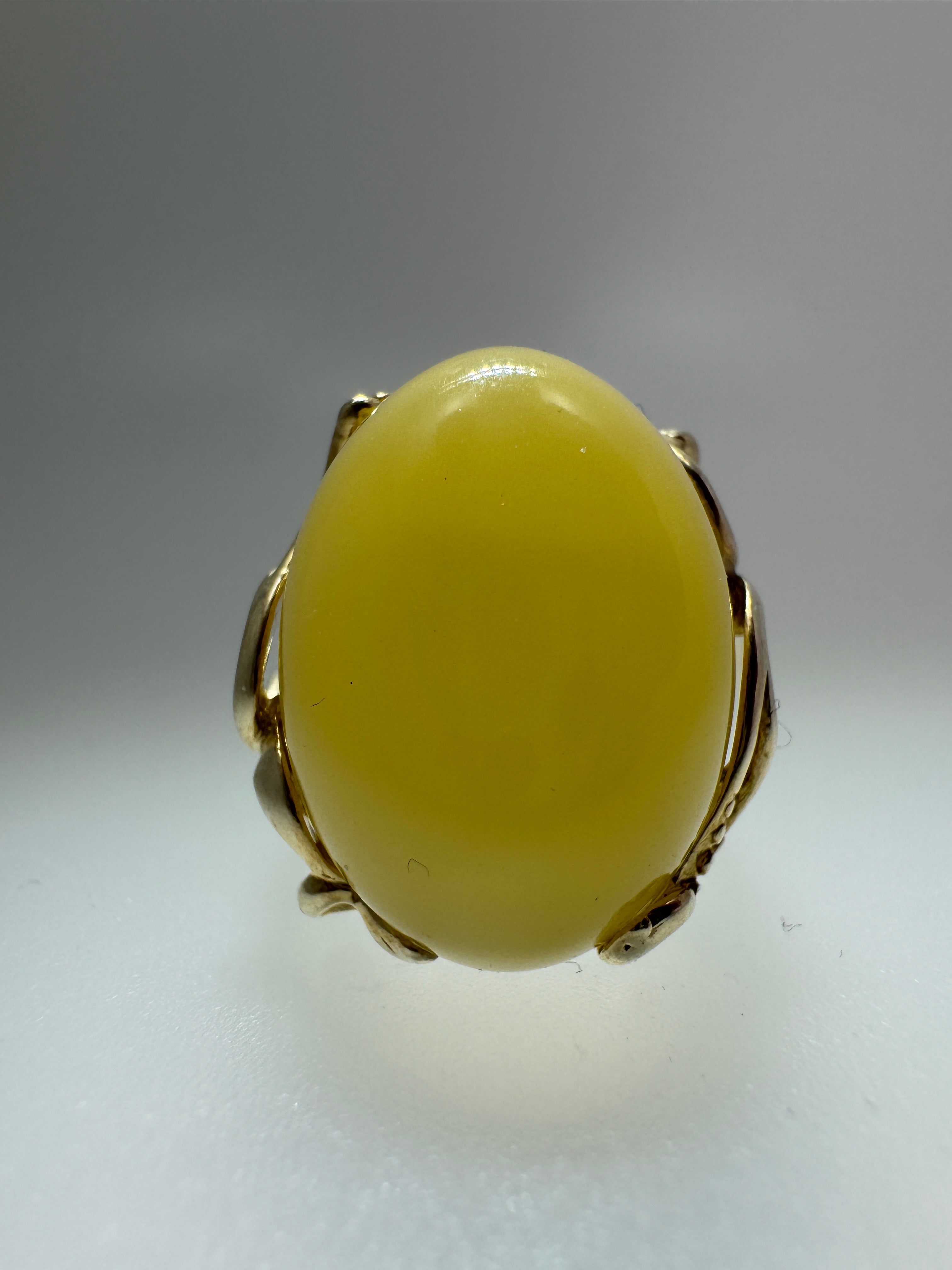 Unique Filigree Twist Ring with Genuine Butterscotch Baltic Amber