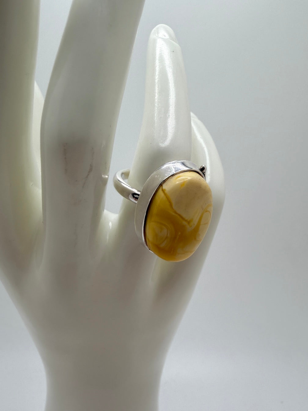 Unique Floral Leaf Ring with Genuine Rare Butterscotch Baltic Amber