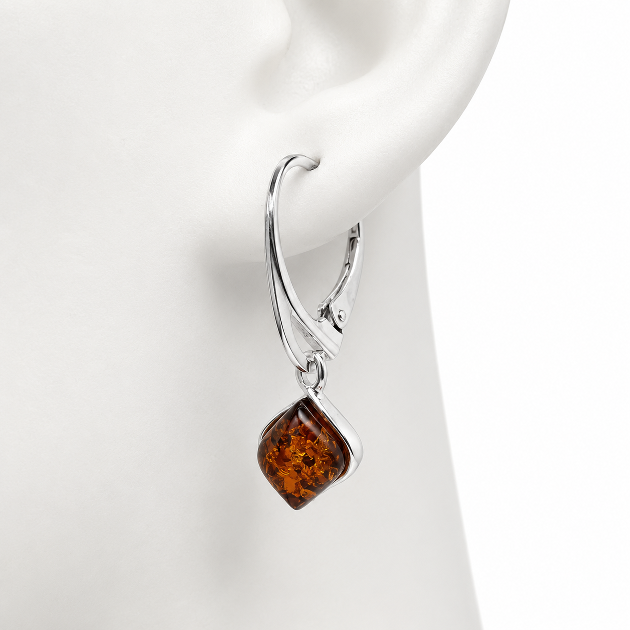 Genuine Baltic Amber Drop Lever Back Earrings