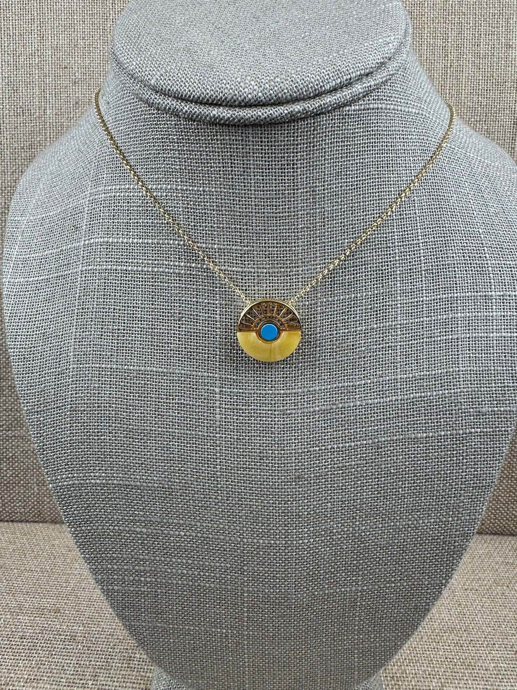 A Timeless Fusion of Cultures and Nature - Baltic amber and Turquoise Pendant on silver chain