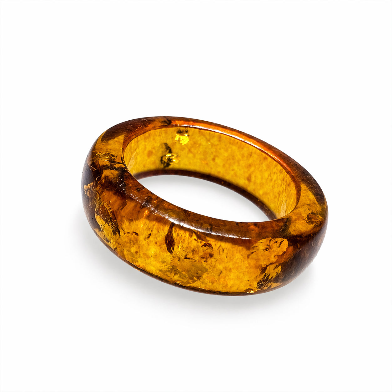 Genuine Baltic Amber Ring – Solid Amber Band Ring – Unisex Amber Ring – Lightweight Natural Jewelry