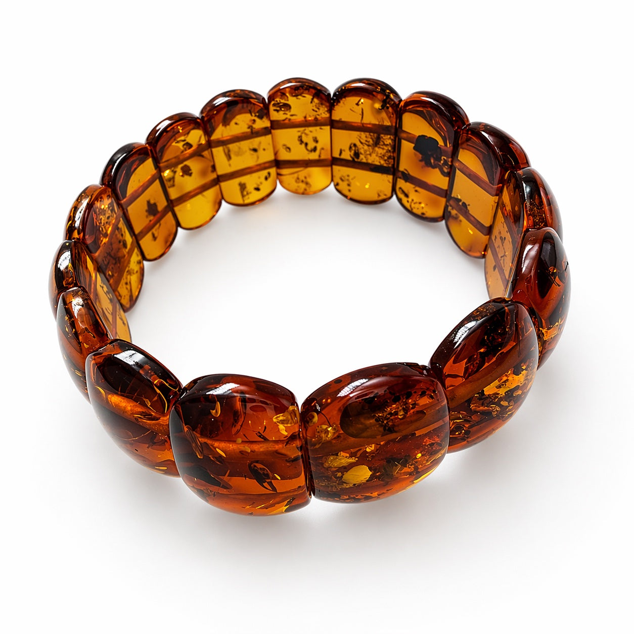 Honey Cognac Baltic Amber stretch statement bracelet