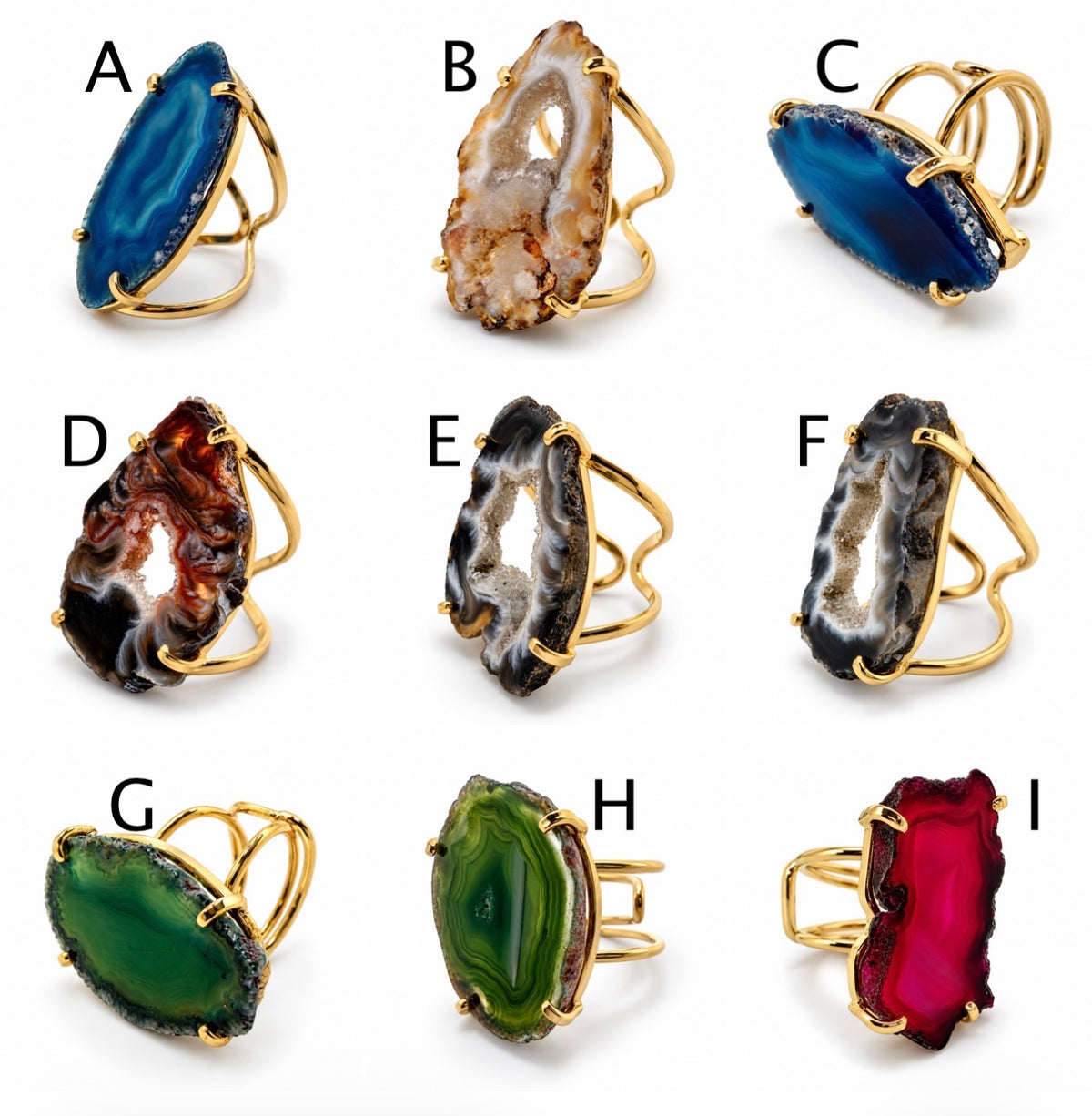 Genuine Druzy Gemstone Ring, One of a Kind Brazilian Agate Ring,