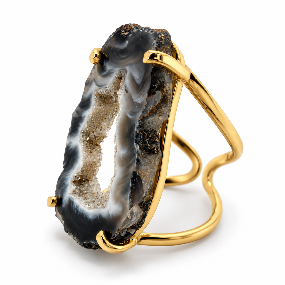 Genuine Druzy Gemstone Ring, One of a Kind Brazilian Agate Ring,