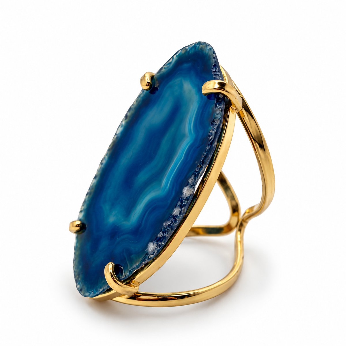 Genuine Druzy Gemstone Ring, One of a Kind Brazilian Agate Ring,