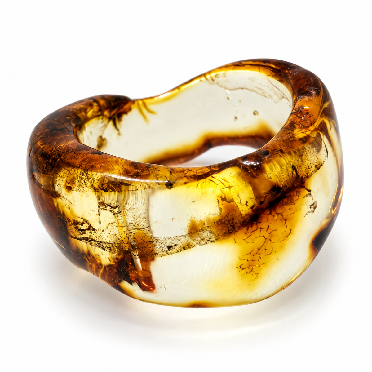 Rare Solid Baltic Amber Band Ring – Men’s Unisex Genuine Amber Ring – One of a Kind Natural Amber – Sizes 9, 10, 11, 12