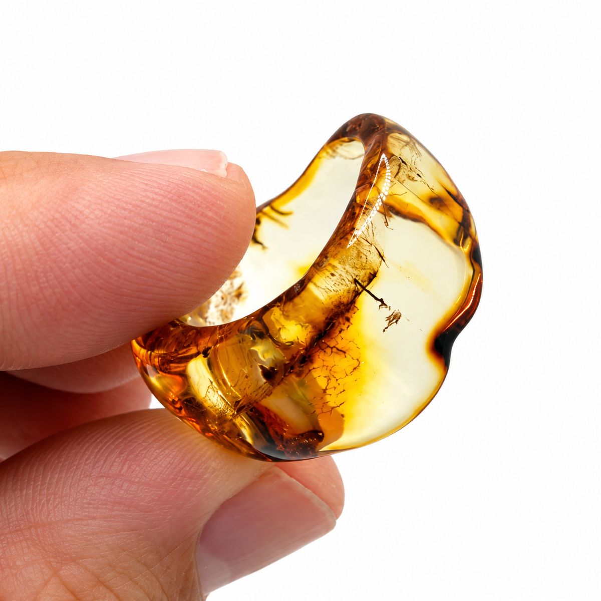 Rare Solid Baltic Amber Band Ring