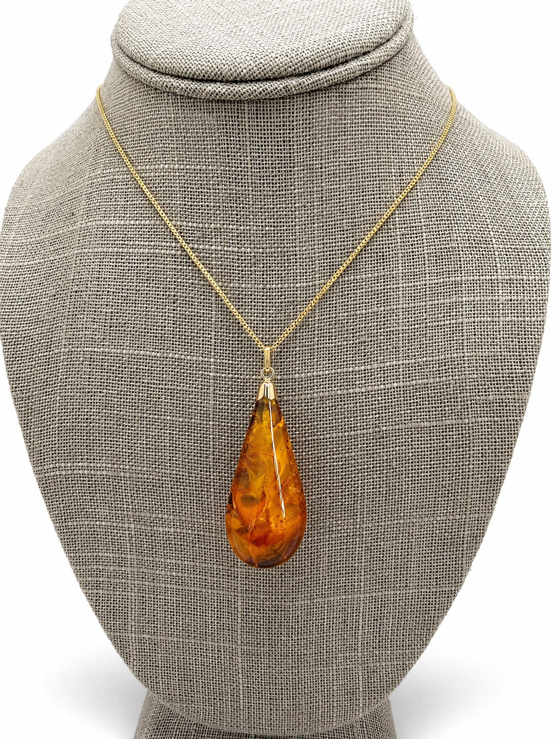 Rare Baltic Amber Pendant, Lemon Cognac Amber, 14K Gold Bale, Natural Plant Inclusions, One of a Kind Amber Pendant