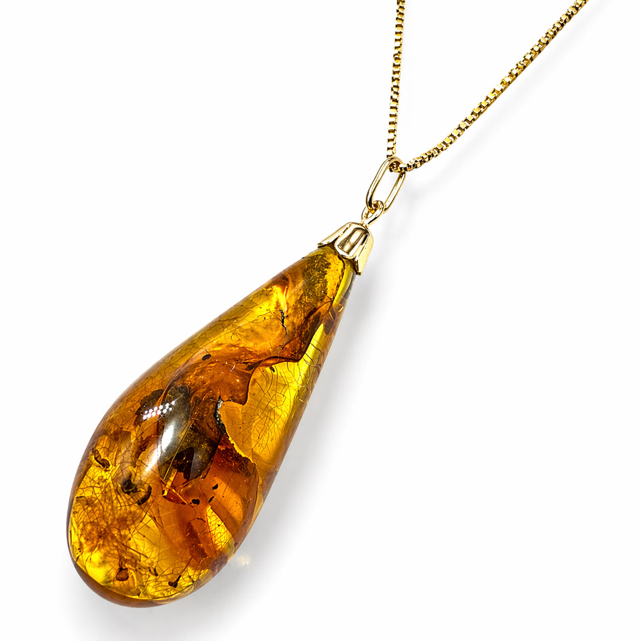 Rare Baltic Amber Pendant, Lemon Cognac Amber, 14K Gold Bale, Natural Plant Inclusions, One of a Kind Amber Pendant
