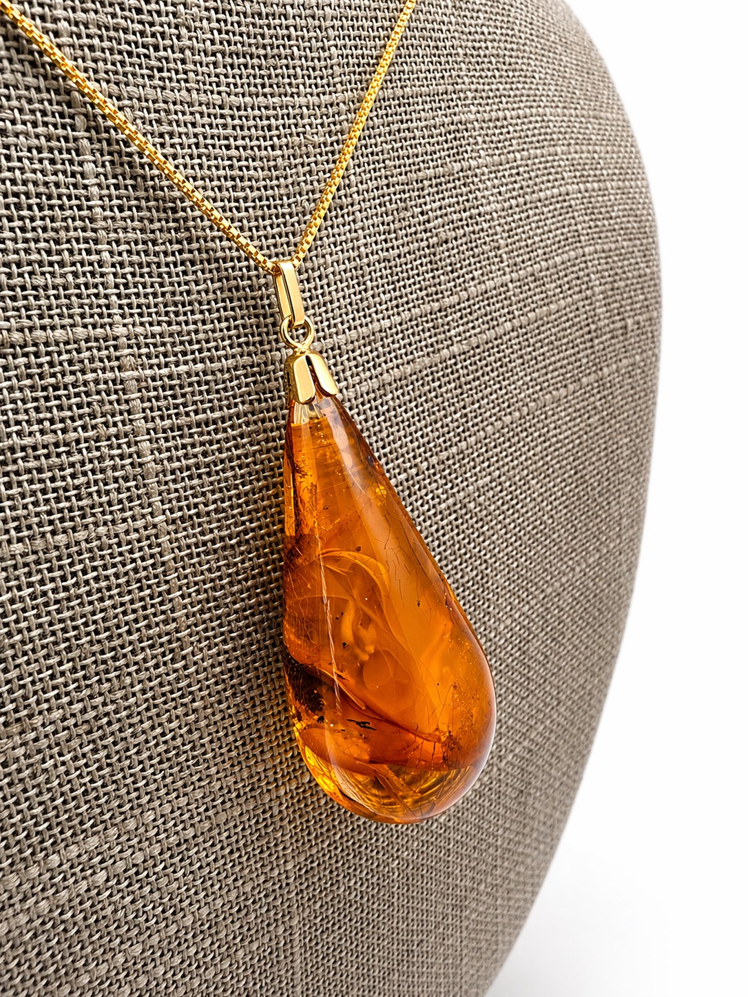 Rare Baltic Amber Pendant, Lemon Cognac Amber, 14K Gold Bale, Natural Plant Inclusions, One of a Kind Amber Pendant