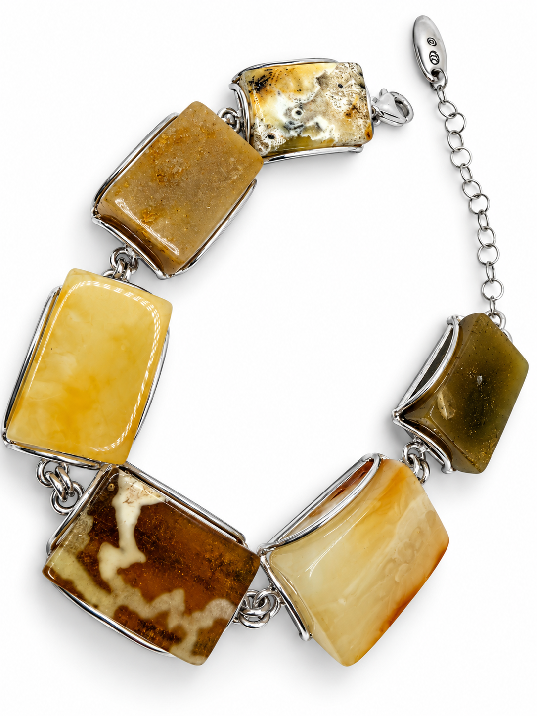 One of a Kind Baltic Amber Bracelet Sterling Silver