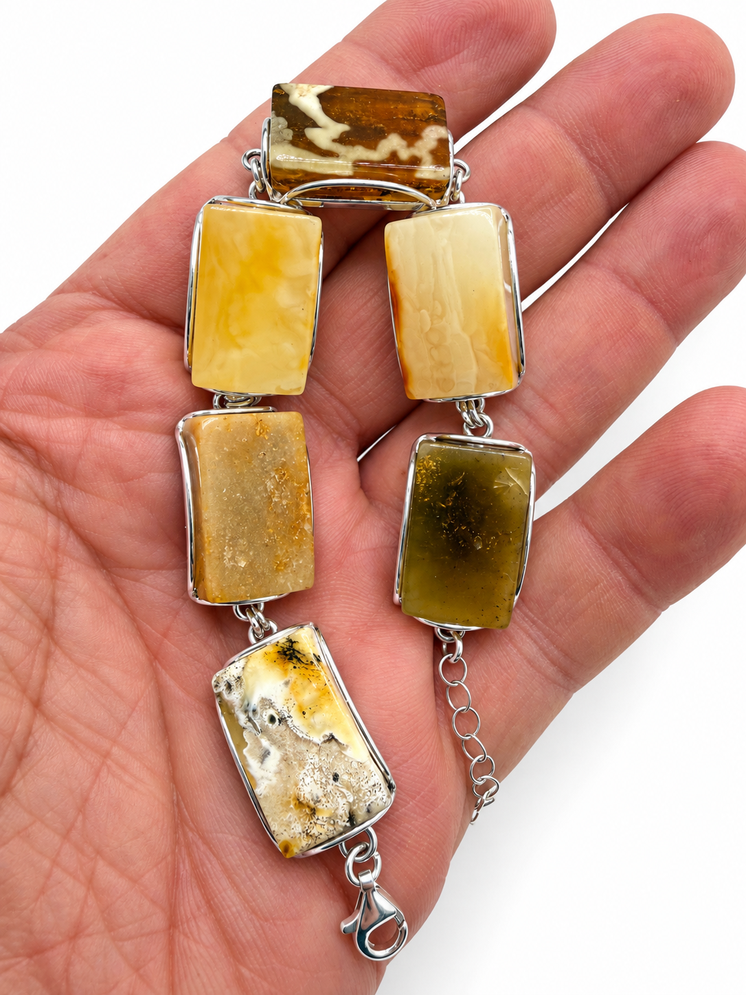 One of a Kind Baltic Amber Bracelet Sterling Silver