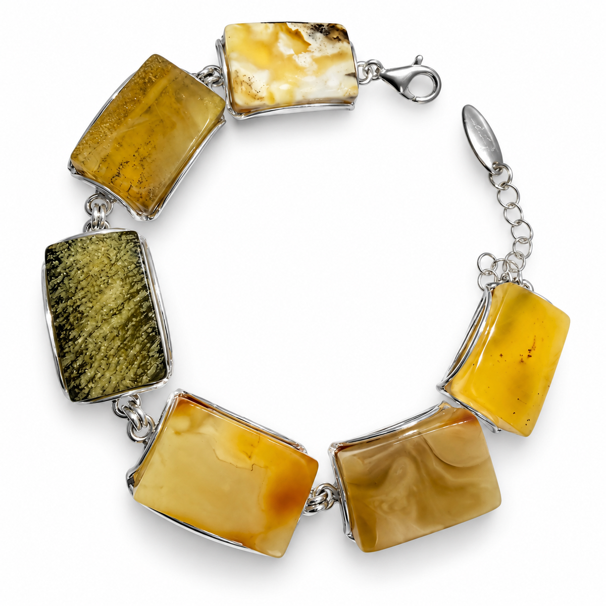 One of a Kind Baltic Amber Bracelet Sterling Silver