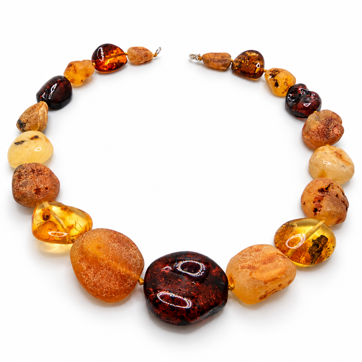 Museum Quality Baltic Amber Necklace, Large Multicolor Amber Beads, 22 Inch Statement Necklace