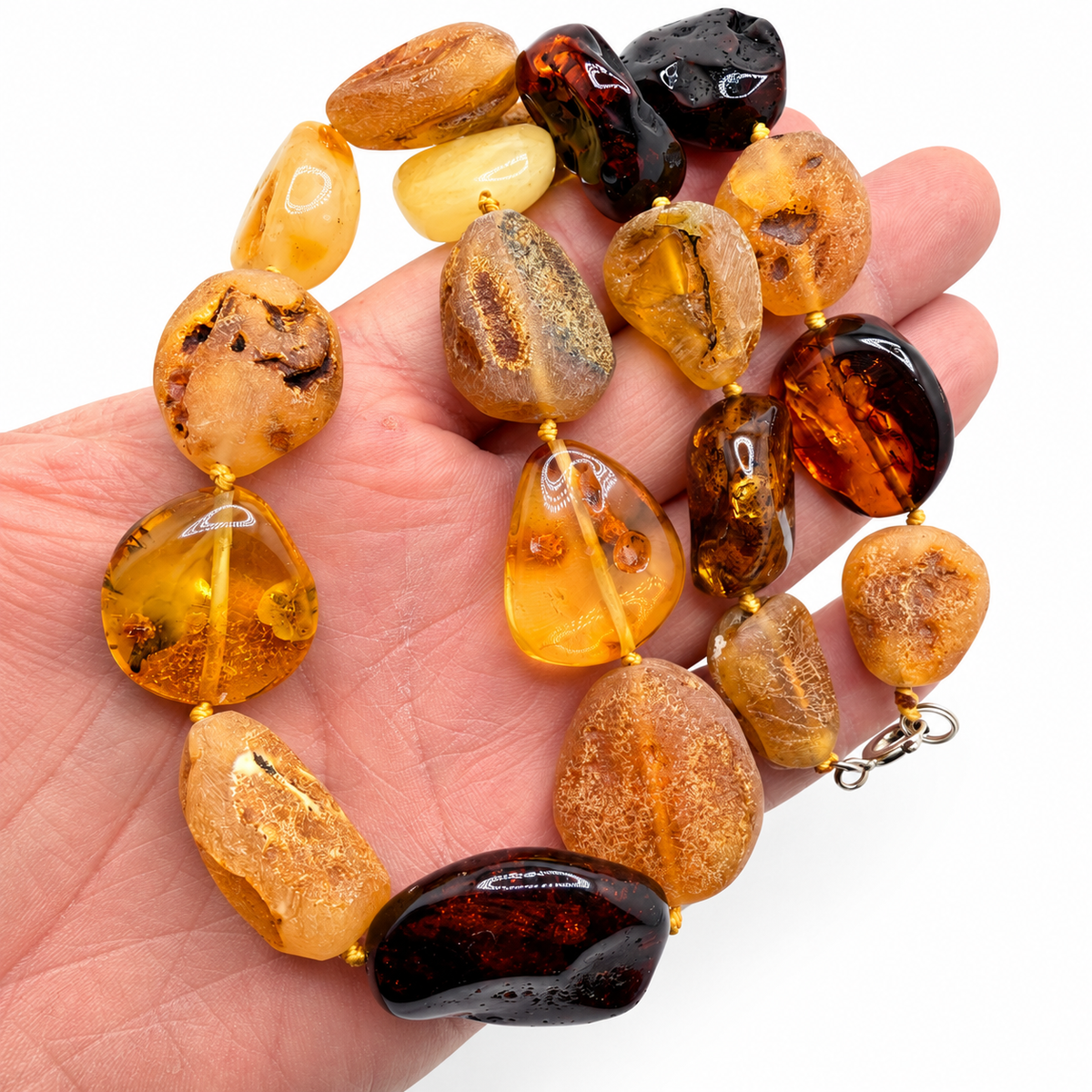 Museum Quality Baltic Amber Necklace, Large Multicolor Amber Beads, 22 Inch Statement Necklace