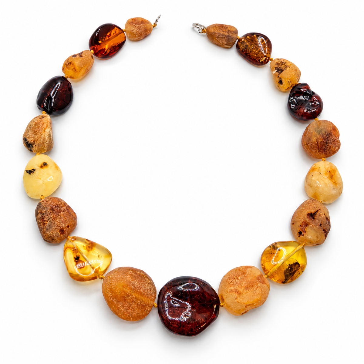 Museum Quality Baltic Amber Necklace, Large Multicolor Amber Beads, 22 Inch Statement Necklace