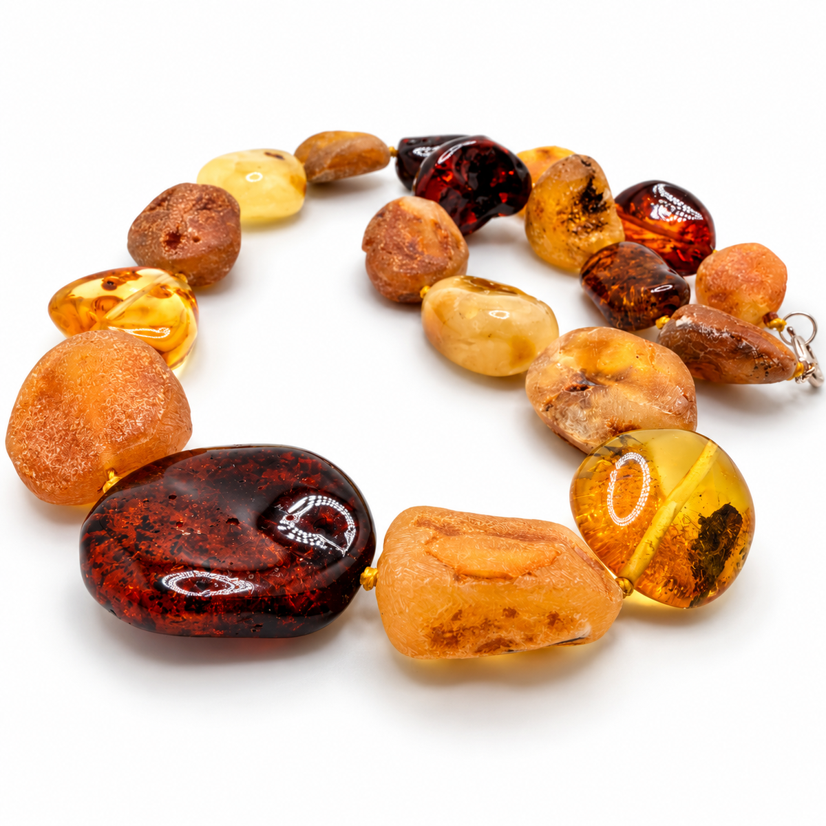 Museum Quality Baltic Amber Necklace, Large Multicolor Amber Beads, 22 Inch Statement Necklace