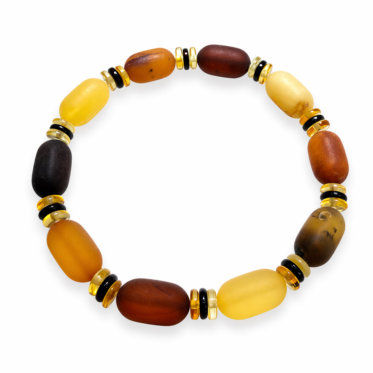 Genuine Baltic Amber Men’s Stretch Bracelet | Multicolor | Butterscotch, Lemon, Cherry & Honey | Handmade Amber Jewelry