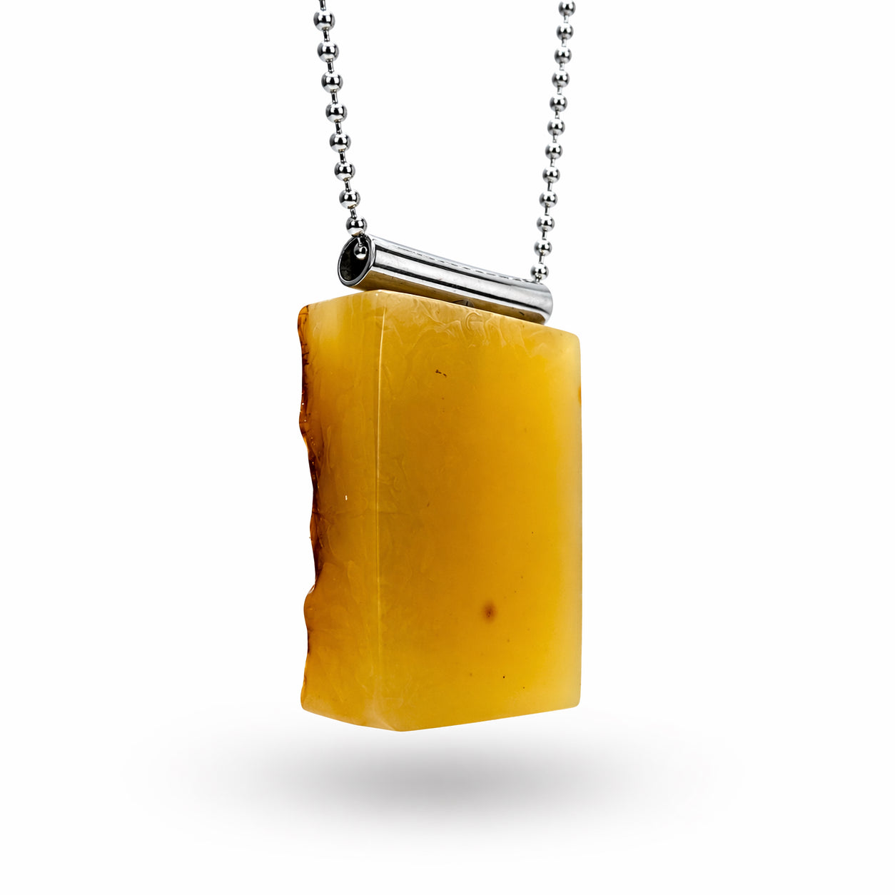 Modern Butterscotch Baltic Amber Pendant – Sterling Silver Bead Chain – One of a Kind Statement Necklace
