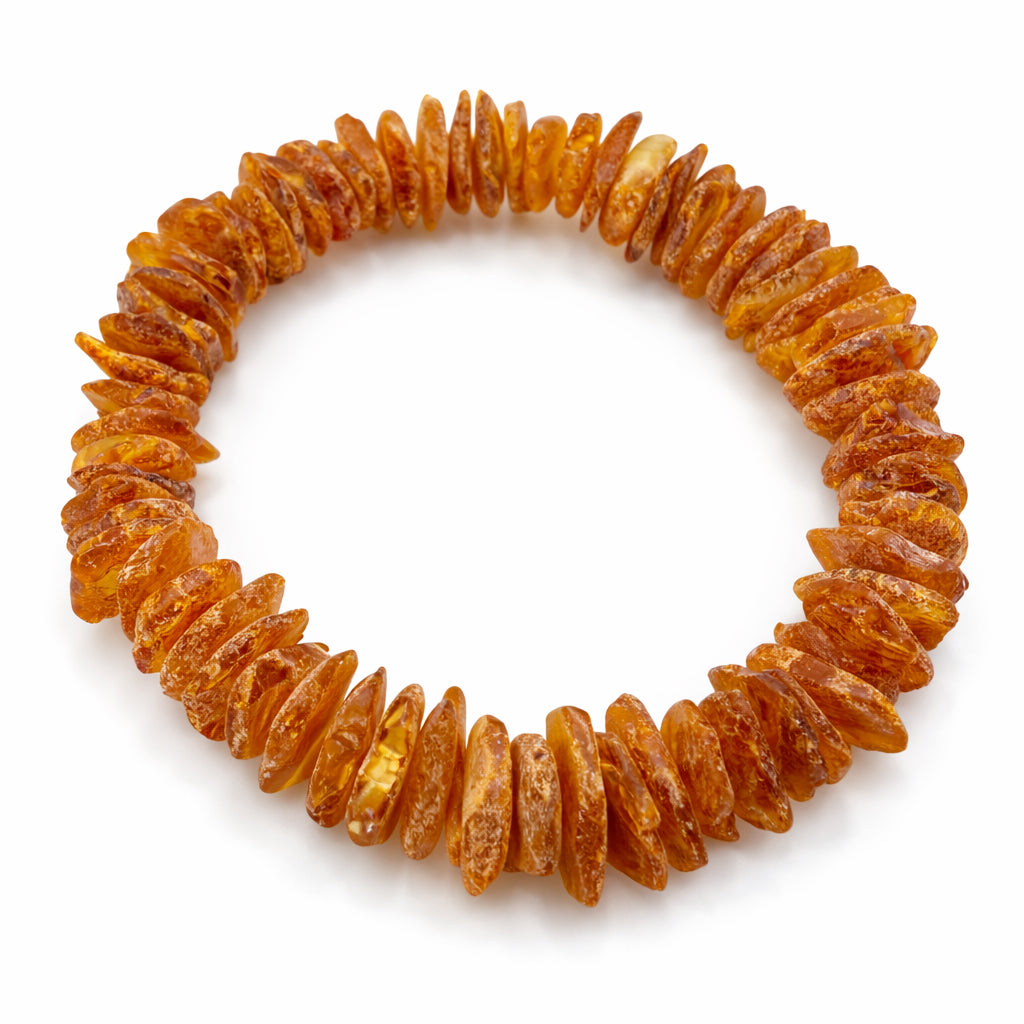 Genuine Baltic Amber Bracelet – Natural Unpolished Amber Chips – Honey, Butter & Yellow Tones – Stretch Bracelet – Lightweight Everyday Jewelry