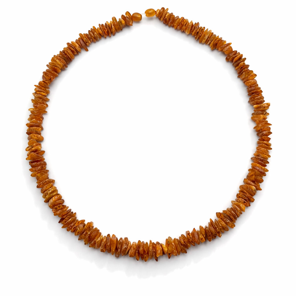 Genuine Baltic Amber Necklace – Natural Unpolished Amber Chips – Honey, Butter & Yellow Tones – Lightweight Therapeutic Jewelry – 21”