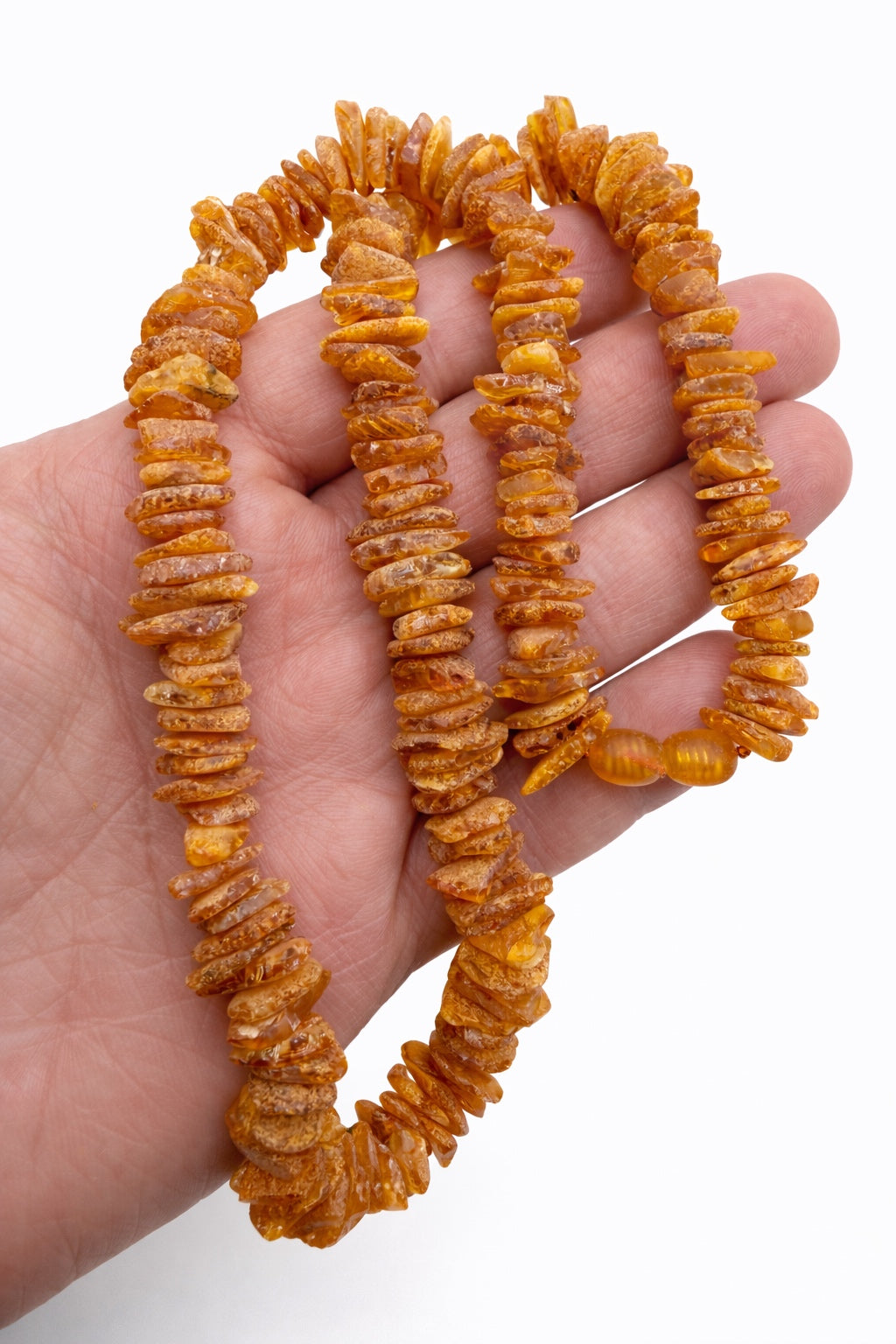 Genuine Baltic Amber Necklace – Natural Unpolished Amber Chips – Honey, Butter & Yellow Tones – Lightweight Therapeutic Jewelry – 21”
