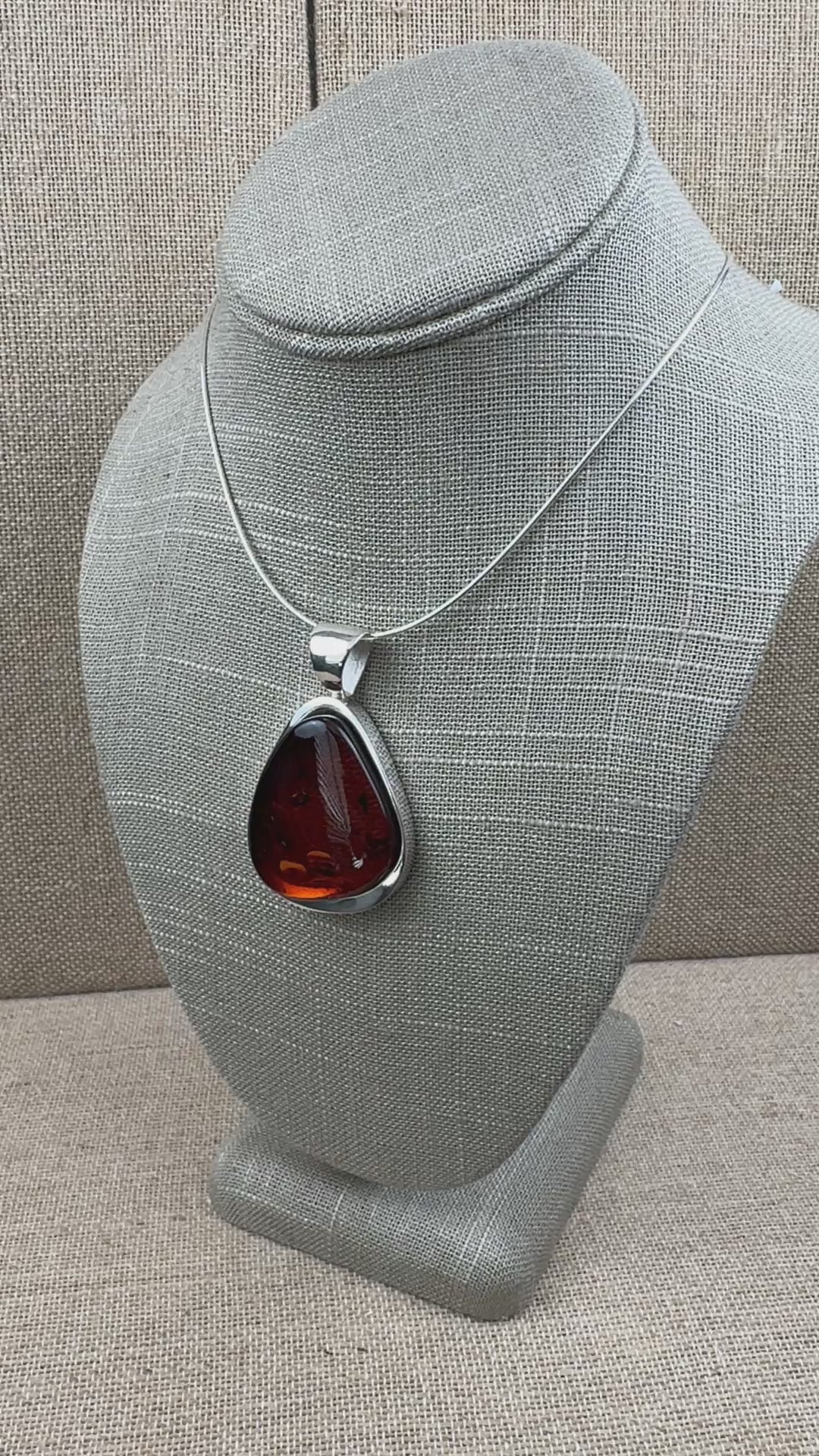Handmade Sterling Silver Honey Baltic Amber Pendant Necklace